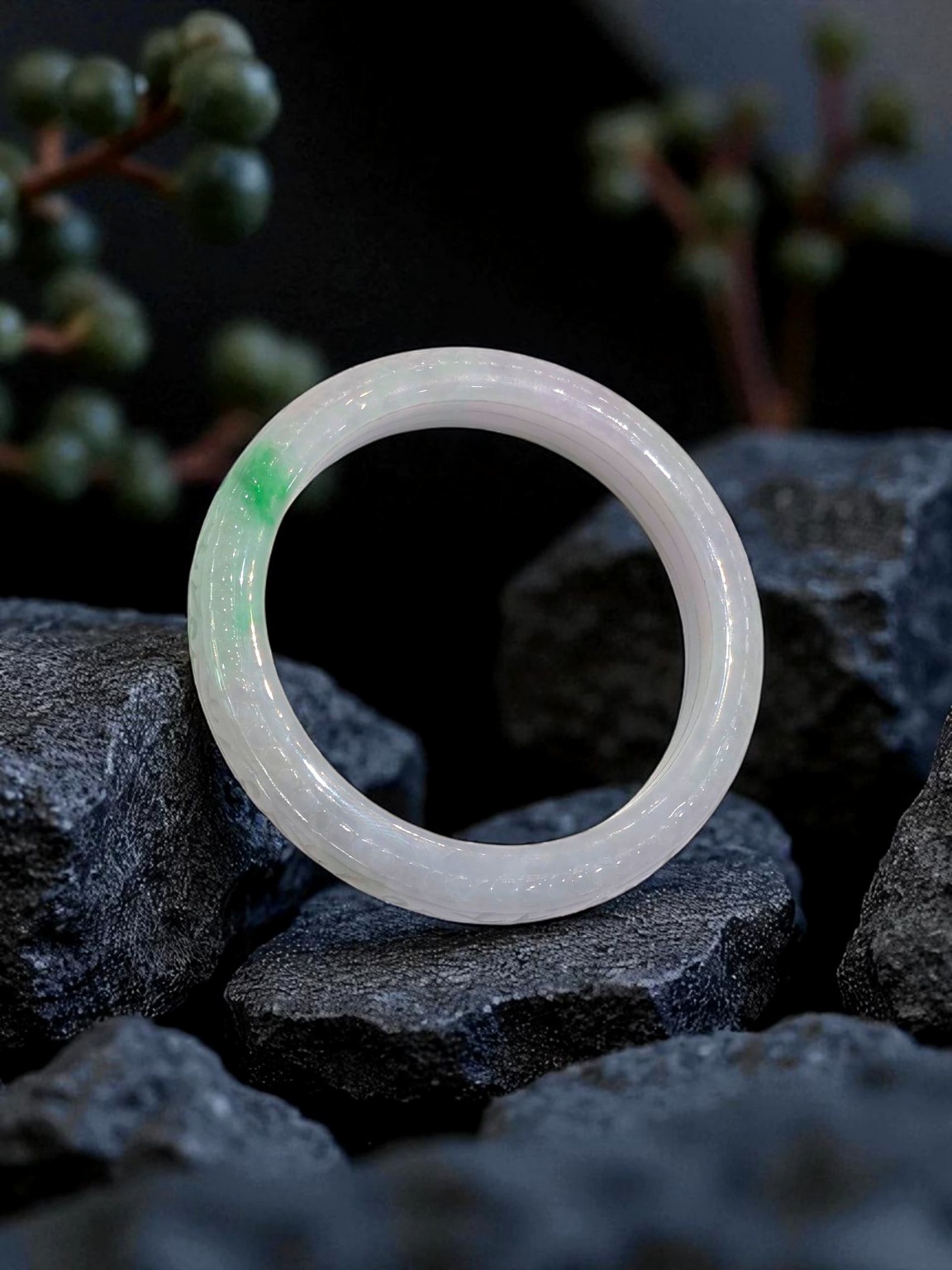 Natural Type A Burmese jadeite bangle in Singapore