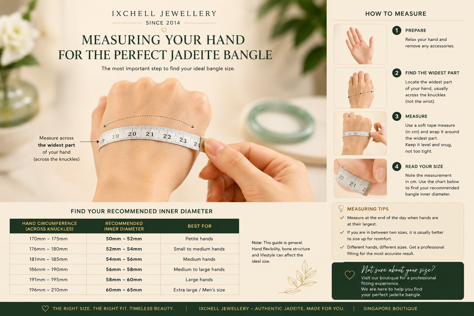 Jadeite bangle measuring hand