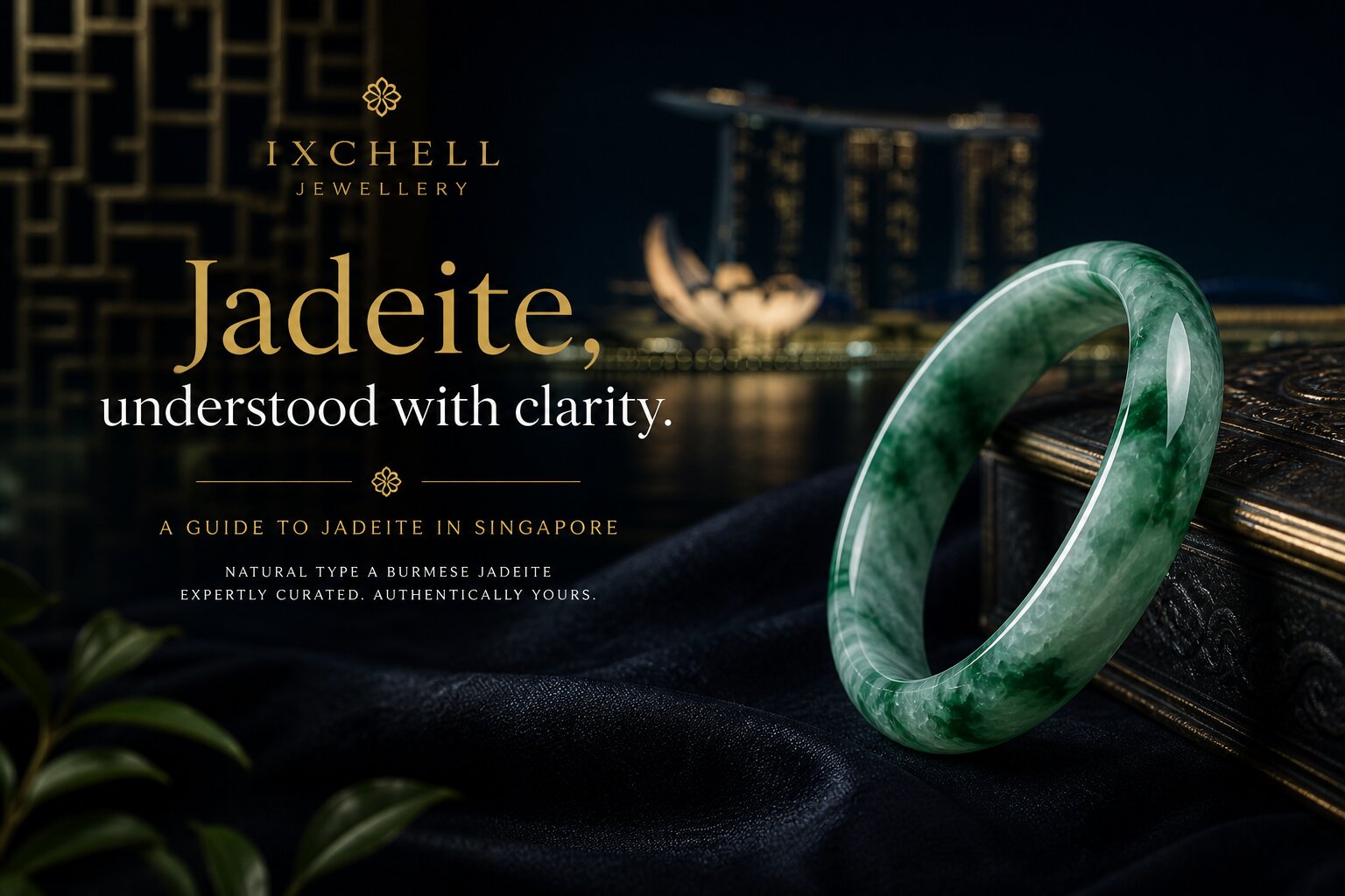 Natural Type A Burmese jadeite jewellery under dramatic lighting