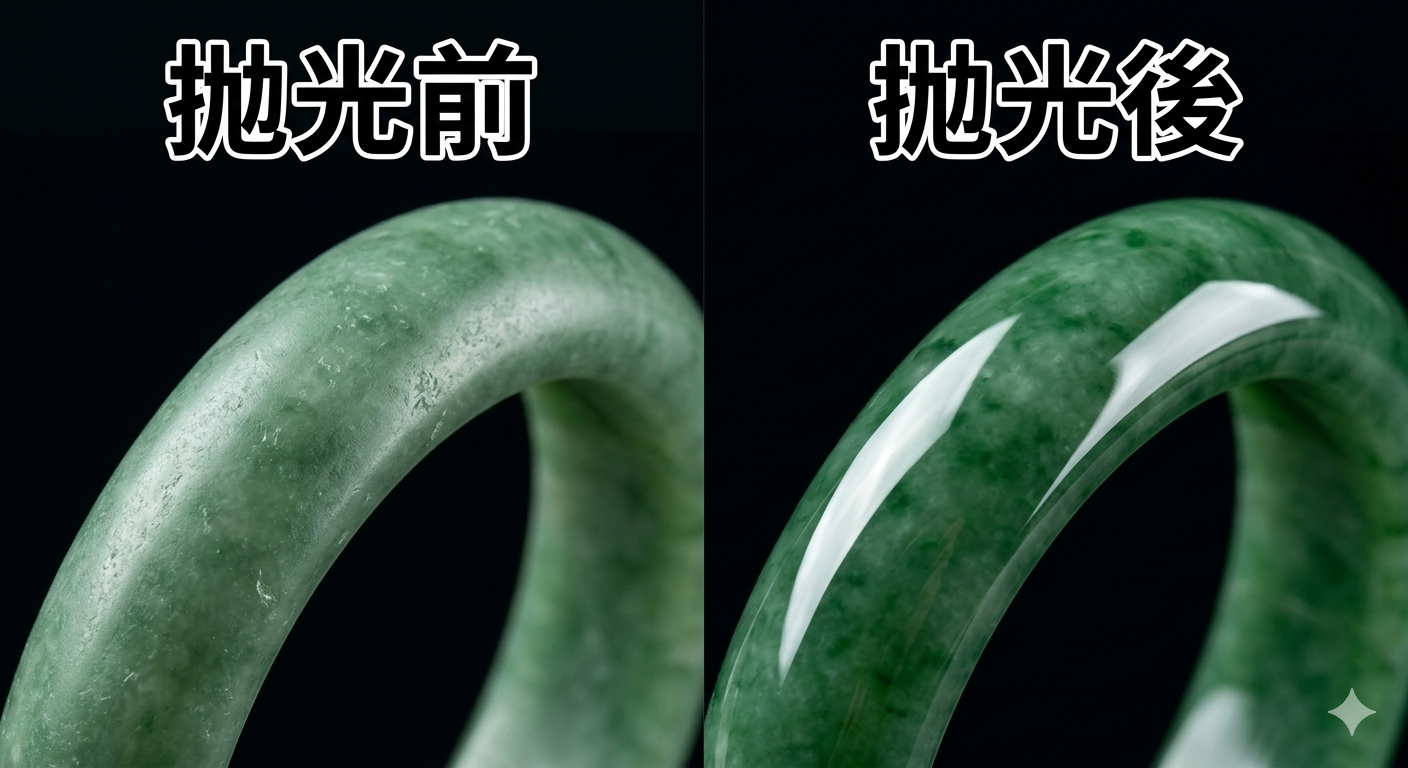 Before and After Polishing Jadeite